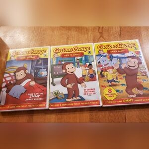 Curious George 3 DVD LOT BY PBS KIDS Dance Party, Back To School, & Sweet Dreams